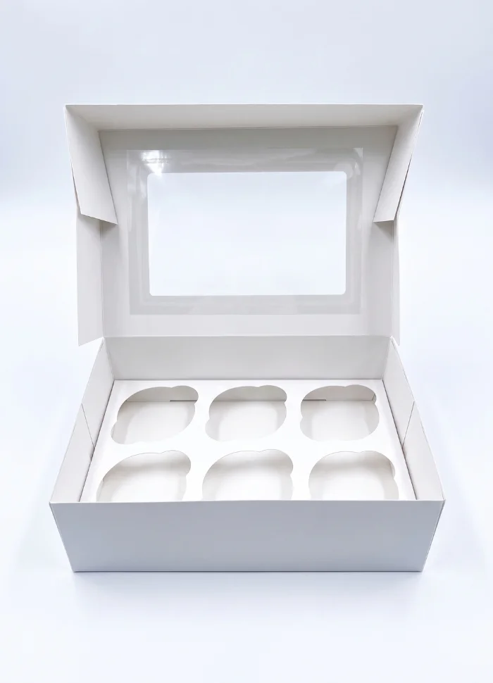 White Cupcake Box With Window – Holds 6