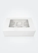 White Cupcake Box With Window – Holds 6 - Image 2